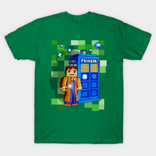 8bit 10th Doctor With time traveler box T-Shirt